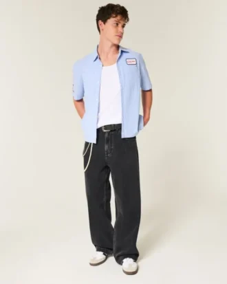 Washed Black Star Graphic Super Baggy Jeans