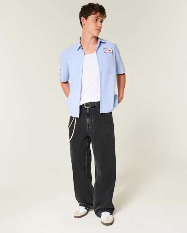 Washed Black Star Graphic Super Baggy Jeans Washed Black Star Graphic Super Baggy Jeans