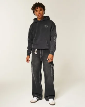 Washed Black Super Baggy Cargo Jeans Washed Black Super Baggy Cargo Jeans