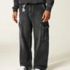 Washed Black Super Baggy Cargo Jeans Washed Black Super Baggy Cargo Jeans