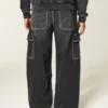 Washed Black Super Baggy Cargo Jeans Washed Black Super Baggy Cargo Jeans
