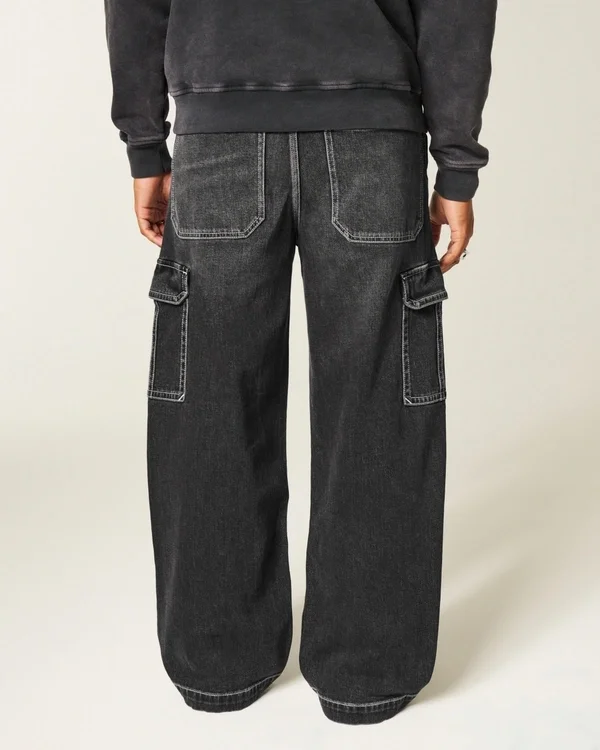 Washed Black Super Baggy Cargo Jeans Washed Black Super Baggy Cargo Jeans
