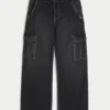 Washed Black Super Baggy Cargo Jeans Washed Black Super Baggy Cargo Jeans