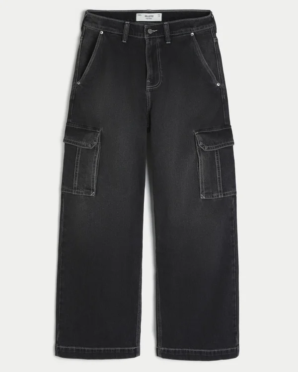 Washed Black Super Baggy Cargo Jeans Washed Black Super Baggy Cargo Jeans