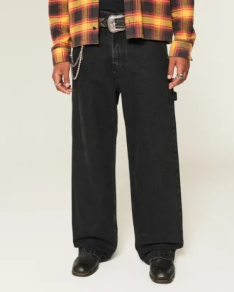 Washed Black Super Baggy Painter Jeans
