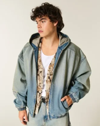 Washed Denim Skater Jacket Washed Denim Skater Jacket
