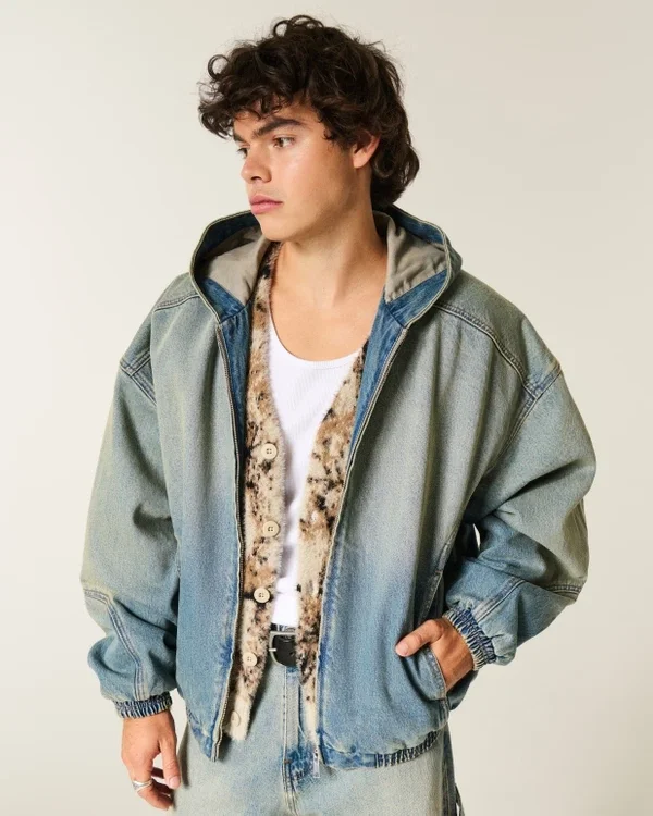 Washed Denim Skater Jacket Washed Denim Skater Jacket