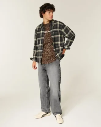 Washed Gray Skater Baggy Jeans