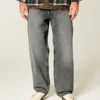 Washed Gray Skater Baggy Jeans