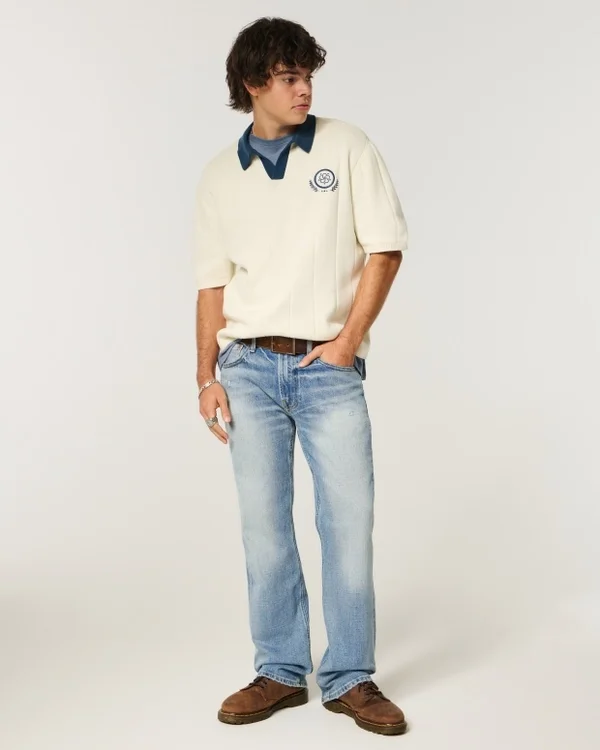 Y2K Distressed Medium Wash Straight Jeans Y2K Distressed Medium Wash Straight Jeans