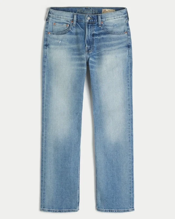 Y2K Distressed Medium Wash Straight Jeans Y2K Distressed Medium Wash Straight Jeans